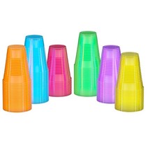 Exquisite Blacklight 파티 글로우 컵 - 120팩 56.7g(2온스) 다양한 색상 파티용 일회용 생일 블랙라이트 반응성 식품 안전 네온 430195, 12 Ounce, 120