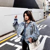 [Myshe]여성 가을 모던 청자켓 수술 숏 데님자켓 캐주얼 SheFEI824WT1
