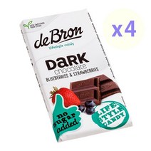 de Bron 데 브론 다크 초콜릿 블루베리 앤 스트로베리 딸기 노슈가 85g 4개