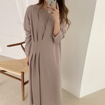 라이 허리 핀턱 데일리 롱 원피스 긴팔 a702