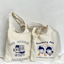 아이스크림 블루베리잼 캔버스 에코백 데일리 여성숄더 학생 대학생 아이보리색