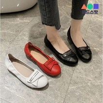 몬드스팟 2.5cm 여성 둥근코 고무굽 사각 펜던트 플랫 단화 로퍼 블랙 (DM511)