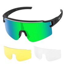 GGBuy편광 스포츠 선글라스 교체 가능한 렌즈 3개 야구 사이클링 선글라스 남성 여성 청소년 러닝 자전거 골프, Jh136-green Lens