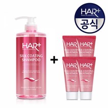 [헤어플러스] 실크 코팅 샴푸 1000ml+트리트먼트 50ml 4개, 단품