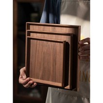 베이킹 트레이 원목 사각 쟁반 진열 베이커리 카페, 블랙 월넛 35x24x1.6cm