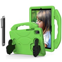 갤럭시 탭 A8 전용 EVA폼 안전 거치대 손잡이 케이스 + 터치펜 SM-X200 SM-X205, GREEN