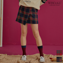 [후아유] WHO.A.U 체크 버클 스커트_WHWH94T77F