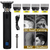t9 usb electric hair clipper man 0mm 면도기 트리머 이발사 전문 수염 충전식 헤어 커팅 머신, 블랙 LCD