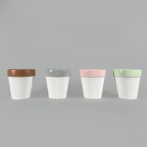 4색 포인트 원형 화분, 브라운, 대 단품