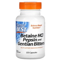 Doctor's Best 베타인 HCL 펩신 & 용담 고미제 120캡슐, 1개, 120개