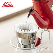 칼리타 Kalita 캠핑 휴대용 커피 핸드 드리퍼 웨이브 시리즈 스테인리스 1-2인용 04103, 1개, 실버