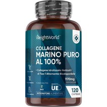 WeightWorld 마린 콜라겐 1170mg - 콜라겐 보충제 120캡슐(2개월분) - 나티콜 가수분해 콜라겐 타입 1 - 중금속이 없는 콜라겐 글루텐이 없는 순수 콜라겐 -, 4개