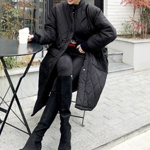 여성 겨울 데일리 오버핏 누빔롱 패딩 점퍼.디작소