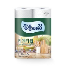 잘풀리는집 키친타올 휴지 110매 2롤 식품용 천연펄프 무형광, 1개