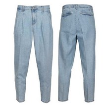 클래식한 남성 핀턱 루즈핏 연한 청바지 케쥬얼