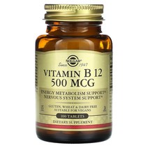 솔가 비타민B12 500mcg 시스테인 스테아르산 100정, 100mcg 솔가