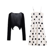 도트 원피스 초 가을 여성의류 겨울 스타일리쉬 헵번풍 프렌치 긴 소매 스퀘어넥 점프슈트 3665437124