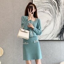 [해외] 겨울투피스 여성 투피스 니트 스커트 2021 세련된 사교계스타일 캐주얼 라인 정장 341579