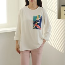 코지 여자 세련된 드로잉 디자인 라운드넥 블라우스