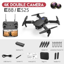 입문 자동 교육 공중 원격2022 LSRC E88 미니 스타일 드론 FPV 4K HD 와이드 버전 각도 Daul/카메라 휴대용, 18 B Battery1 2x4K