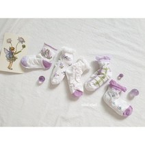 퍼플 보라 레이스 봄 여름 양말 세트(5ea 1set)