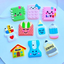 거실 방 카페 인테리어 소품 장식품 10pcs 새로운 귀여운 편지지 시리즈 PVC 유연한 접착제 FlatBack DIY 스크랩북 꾸밈 전화 공예 장식, 13 Mixed