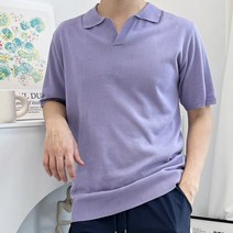 트렌디링크 남성 남자 반팔 여름 니트 티셔츠 데일리 캐주얼 빅사이즈 큰사이즈 컬러 무지 베이직 카라 니트티
