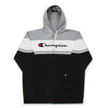 챔피온 남성용 후디 빅 앤 톨 후드 집업 네이비레드화이트, 6X, Heather Grey/Black/White