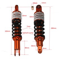 쇼바작기 280 320 오토바이 쇼크 업소버 리어 서스펜션 유압 오일 댐퍼 야마하 조그 더트 포켓 바이크 쿼, 06 320mm Orange