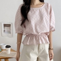 디자이어로즈 디자이어로즈 핏 여성 여름 도트 반팔 블라우스 DT0280 (5485090)