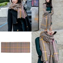마트498 하운드체크(브라운) 머플러 어깨숄 면스카프 여자망토 가을여행룩 여성스카프 여자가을옷