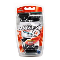 서진 도루코 페이스 6 일회용 휴대용 6중날 면도기 3개입