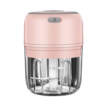 가정용 무선 미니 전동 마늘다지기 충전식 야채다지기 유아식 믹서기, 핑크250ml