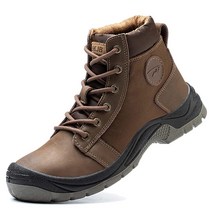 남성 및 여성용 스틸 토 부츠 미끄럼 방지 안전 작업화 편안하고 가벼운 정전기 하이-브라운, 13.5 Women/11.5 Men, High brown