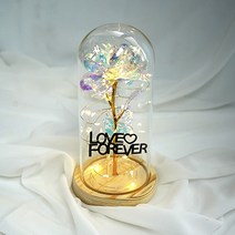 굿라이프 크리스탈 장미 무드등 홀로그램 LED 장미 유리돔 무드등 꽃 우드받침대 어버이날 로즈데이 100일 여자친구 선물 화이트데이 발렌타인데이 기념일 크리스마스 겨울장식, 03. Love Forever