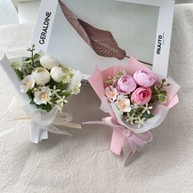 더 라넌큘러스 플라워 납골당 꽃다발 큐방부착식 2p, 화이트,핑크, 2개