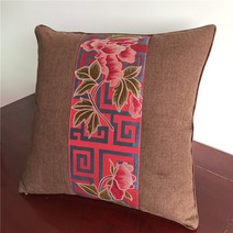 침대쿠션 코어 허리 베강아지가있는 클래식 마호가니 소파 스타일 느낌 라운드 의자 등받이 침대 옆 대형 큰 쿠션 사무용, [02] 55x55cm (코트 + 내부 코어), [09] 모란을 곁들인 다크 커피