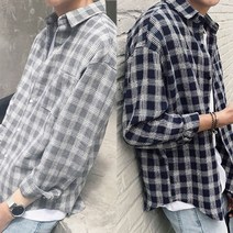 쇼프 수트 레이어드 남방셔츠 코디 투포켓셔츠 긴팔 체크롱남 라운드티 4W9194A7