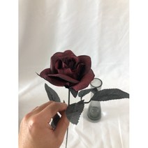 조화 한송이 유칼립투스 흑장미 달리아 양귀비 리시안셔스 꽃꽂이 달리아 호접란 라넌큘러스, 장미(자주색)