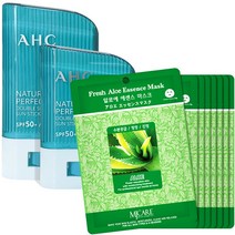 AHC 내추럴 퍼펙션 선스틱+MJ CARE 알로에 마스크팩 트리플 선 케어 세트, 선스틱 2개+알로에 마스크팩 30매