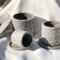 그레이테라조 필통 원형화분, 테라조필통 그레이-20cm