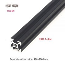 2020 T-슬롯 알루미늄 프로파일 압출 프레임 2 개 유럽 표준 검정색 선형 레일 CNC 3D 프린터 카메라 슬라이더 가구, 550mm