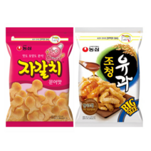 농심 자갈치 286g + 조청유과 300g 대용량 지퍼백 과자 세트, 1세트
