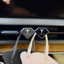 [가오] 테슬라 모델3 S X 엠블럼 레터링 송풍구 후크 클립 마스크 보관 걸이 차량 악세사리, A_원형-블랙