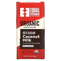 Equal Exchange 유기농 초콜릿 코코넛 밀크와 코코넛 팜 슈가 카카오 55% 80g(2.8oz) 2팩