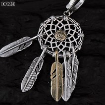 DFMEI 금은색 깃털 펀칭 드림캐쳐 펜던트 목걸이녀