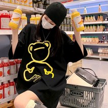 반팔 티 하프기장 플라워 프린팅 유행 트윈 룩 캐쥬얼 와이드 루즈핏 상의 트렌드 4990806336