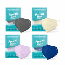 Purefit Mask 퓨어핏 마스크 컬러 새부리형 50매/ 숨쉬기편한 비말차단 재채기 약국 편의점 운동할때 일회용 마스크, 그레이, 25매입 총100매