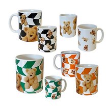 머그컵 강아지머그 귀여운컵 곰돌이컵 홈카페 Cotton bear mug (340ML), 큰곰돌이, 그린, 1개