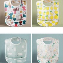 아기 포켓형 턱받이 이유식 받침대 [g1] 유아용 출산선물 답례품, 공룡